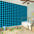 Turquoise And Black Check Pattern Print Wall Sticker