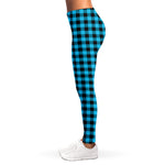 Turquoise And Black Check Pattern Print Women's Leggings