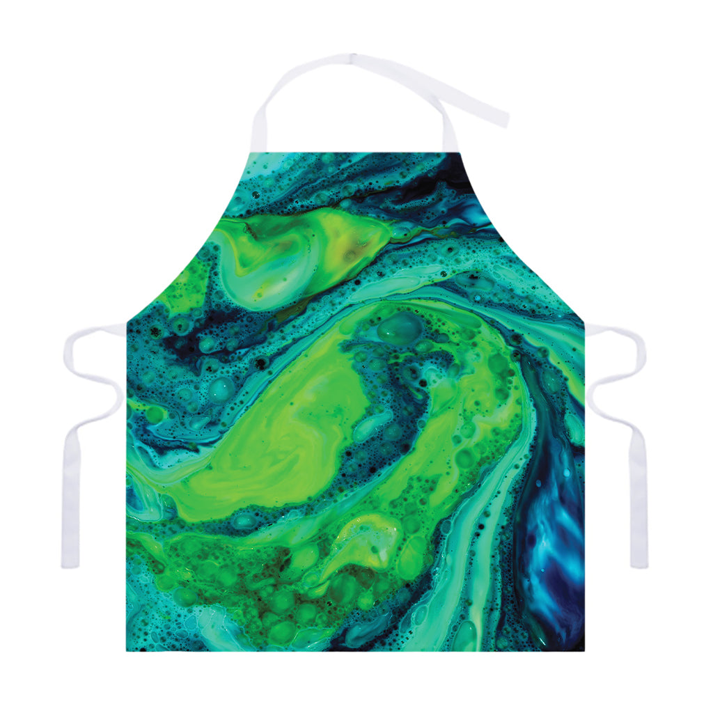 Turquoise And Green Acid Melt Print Adjustable Apron