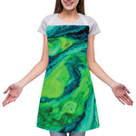 Turquoise And Green Acid Melt Print Adjustable Apron