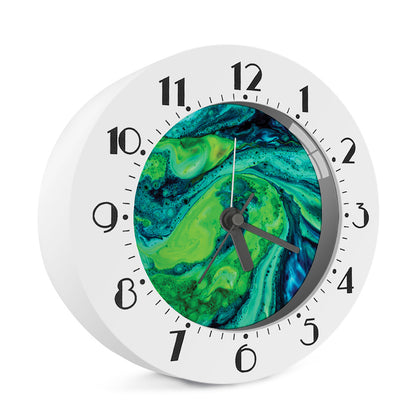 Turquoise And Green Acid Melt Print Alarm Clock