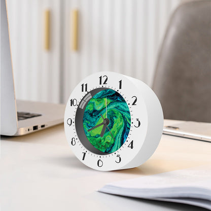 Turquoise And Green Acid Melt Print Alarm Clock