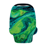 Turquoise And Green Acid Melt Print Baby Seat Cover