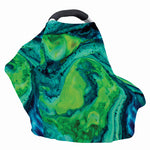 Turquoise And Green Acid Melt Print Baby Seat Cover