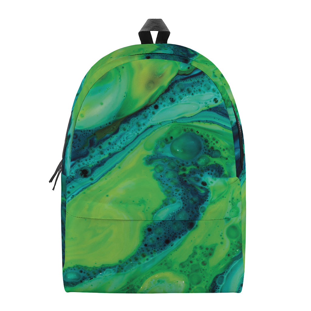 Turquoise And Green Acid Melt Print Backpack