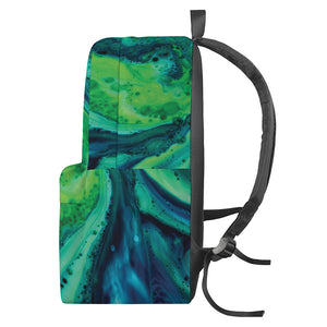 Turquoise And Green Acid Melt Print Backpack