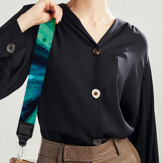 Turquoise And Green Acid Melt Print Bag Strap