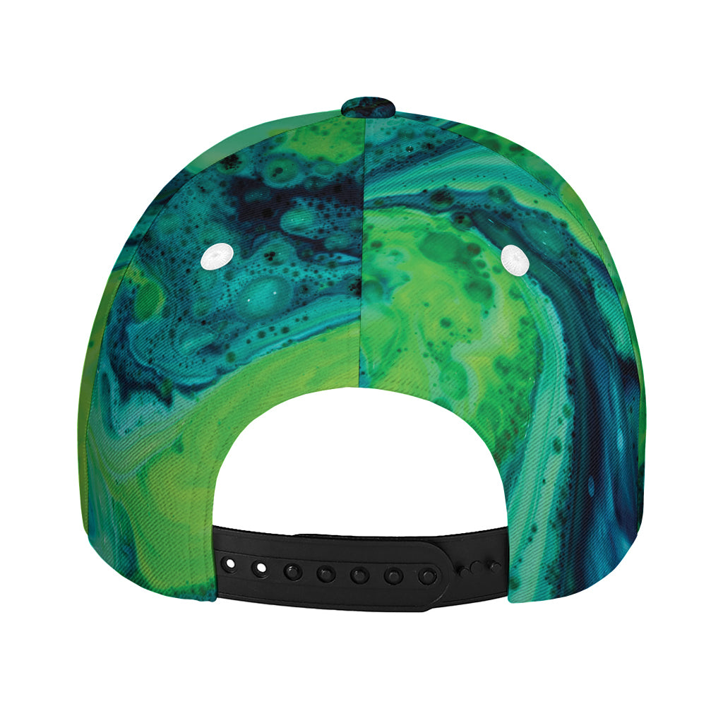 Turquoise And Green Acid Melt Print Baseball Cap