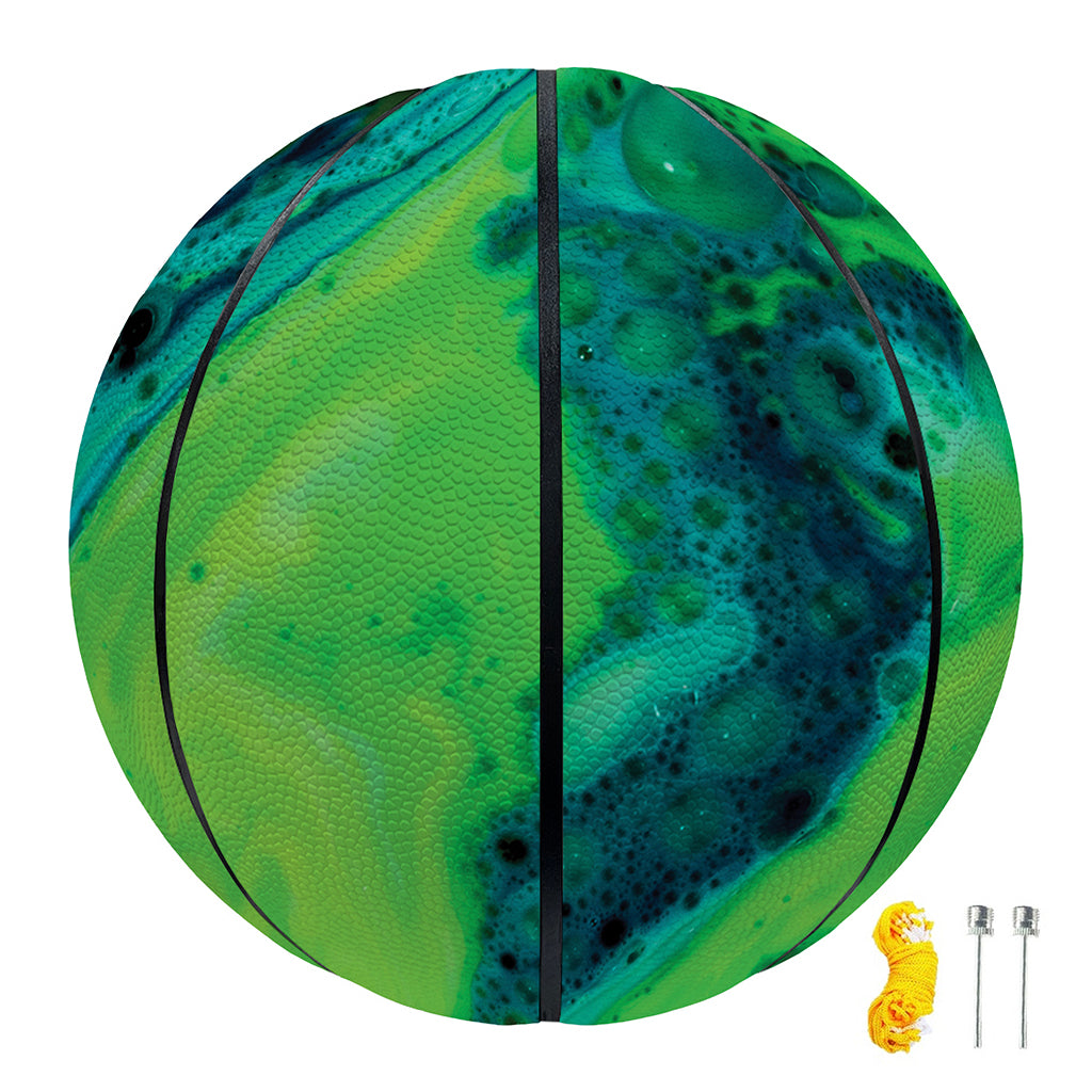 Turquoise And Green Acid Melt Print Basketball