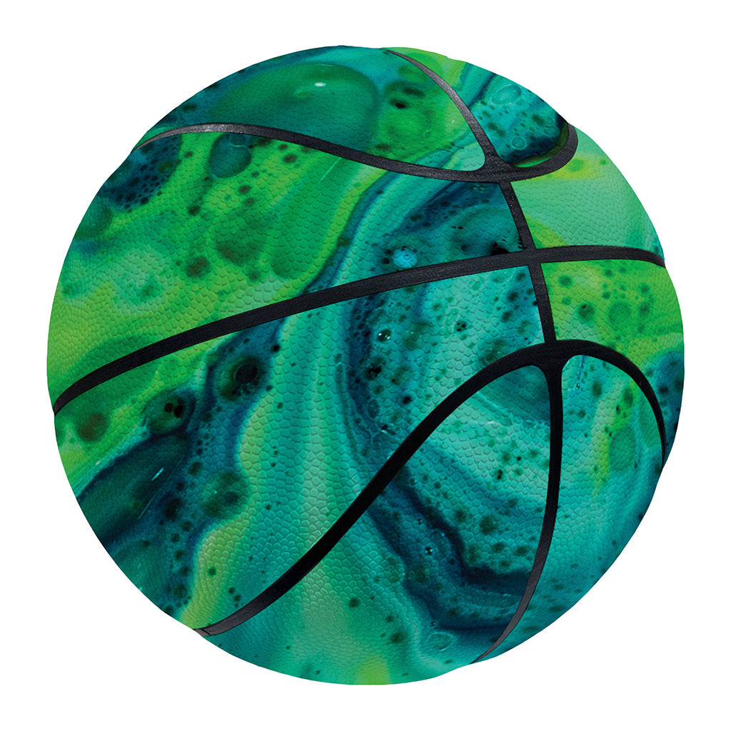 Turquoise And Green Acid Melt Print Basketball