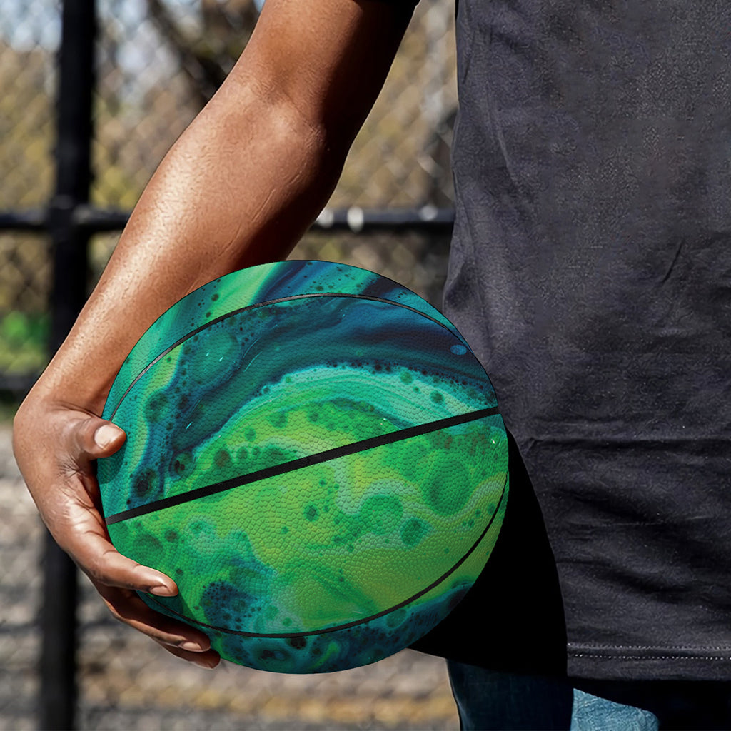 Turquoise And Green Acid Melt Print Basketball