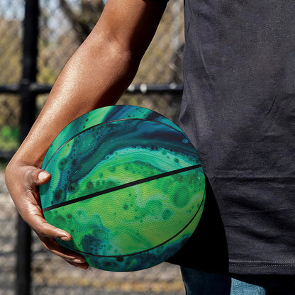 Turquoise And Green Acid Melt Print Basketball
