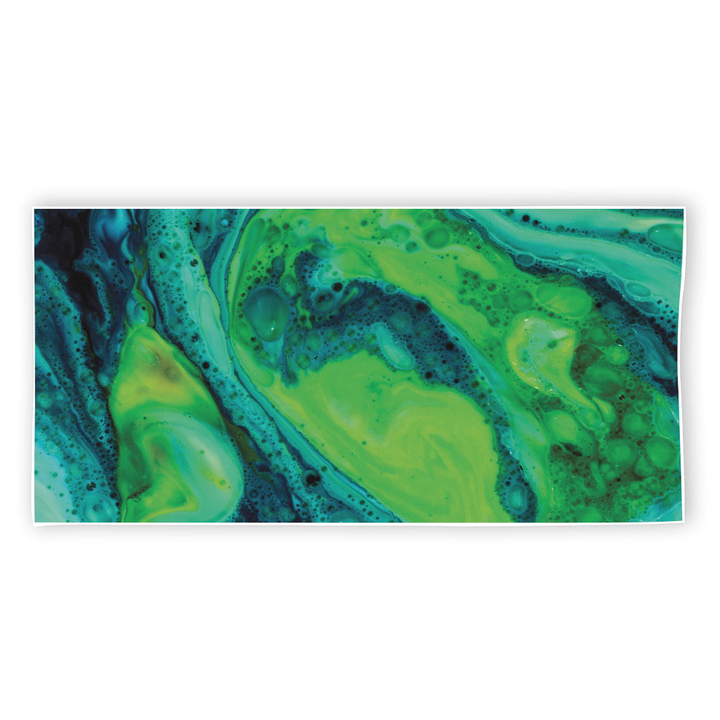 Turquoise And Green Acid Melt Print Beach Towel