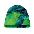 Turquoise And Green Acid Melt Print Beanie