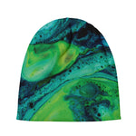 Turquoise And Green Acid Melt Print Beanie