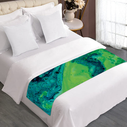 Turquoise And Green Acid Melt Print Bed Runner
