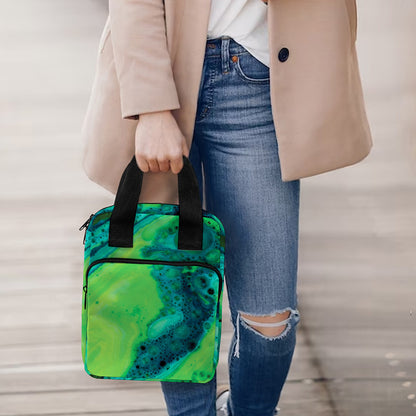 Turquoise And Green Acid Melt Print Bible Tote Bag