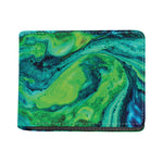 Turquoise And Green Acid Melt Print Bifold Wallet