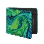 Turquoise And Green Acid Melt Print Bifold Wallet