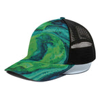 Turquoise And Green Acid Melt Print Black Mesh Trucker Cap