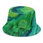 Turquoise And Green Acid Melt Print Bucket Hat