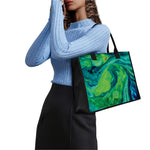 Turquoise And Green Acid Melt Print Canvas Tote Bag