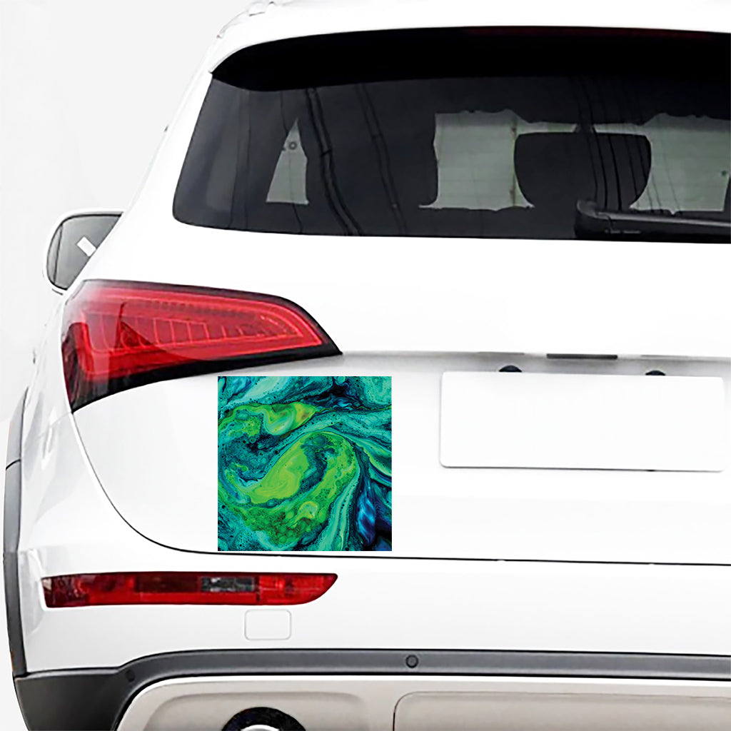 Turquoise And Green Acid Melt Print Car Sticker