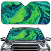 Turquoise And Green Acid Melt Print Car Windshield Sun Shade