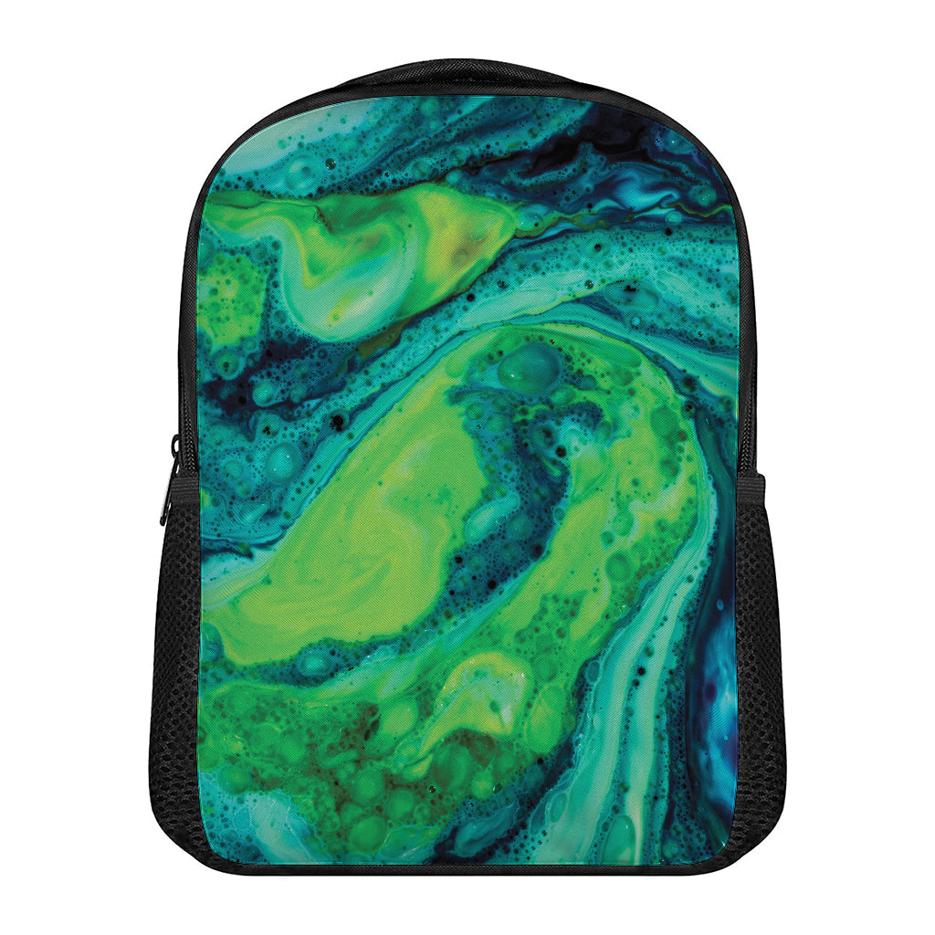 Turquoise And Green Acid Melt Print Casual Backpack