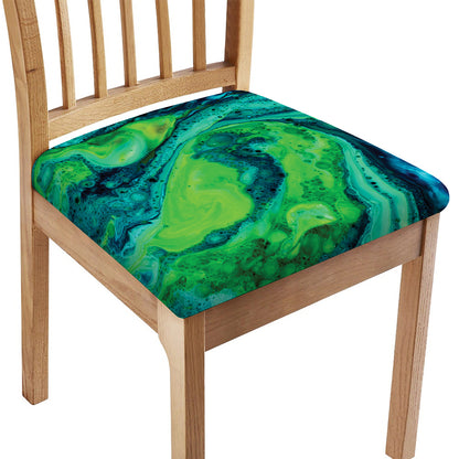 Turquoise And Green Acid Melt Print Chair Cushion Cover