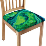 Turquoise And Green Acid Melt Print Chair Cushion Cover