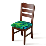 Turquoise And Green Acid Melt Print Chair Cushion Cover