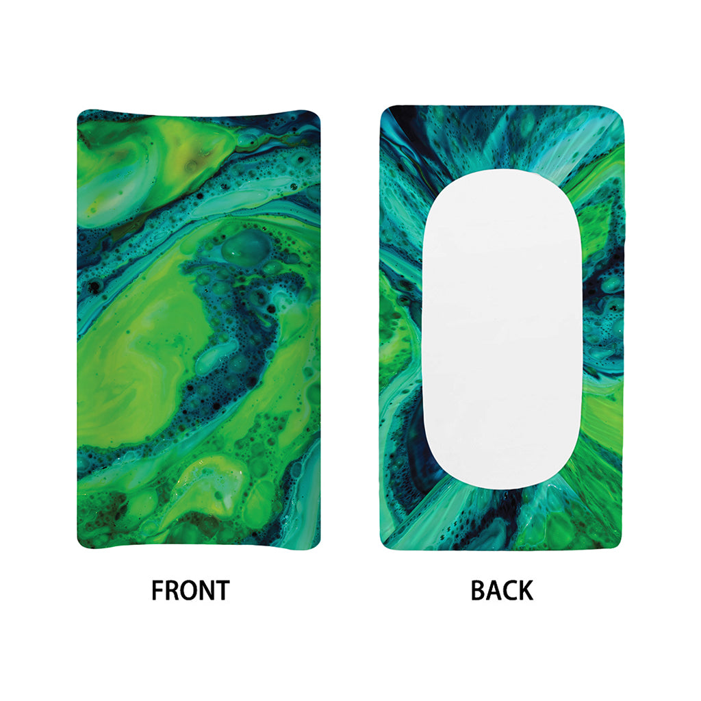 Turquoise And Green Acid Melt Print Changing Pad Cover