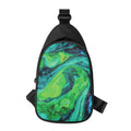 Turquoise And Green Acid Melt Print Sling Bag