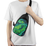 Turquoise And Green Acid Melt Print Chest Bag