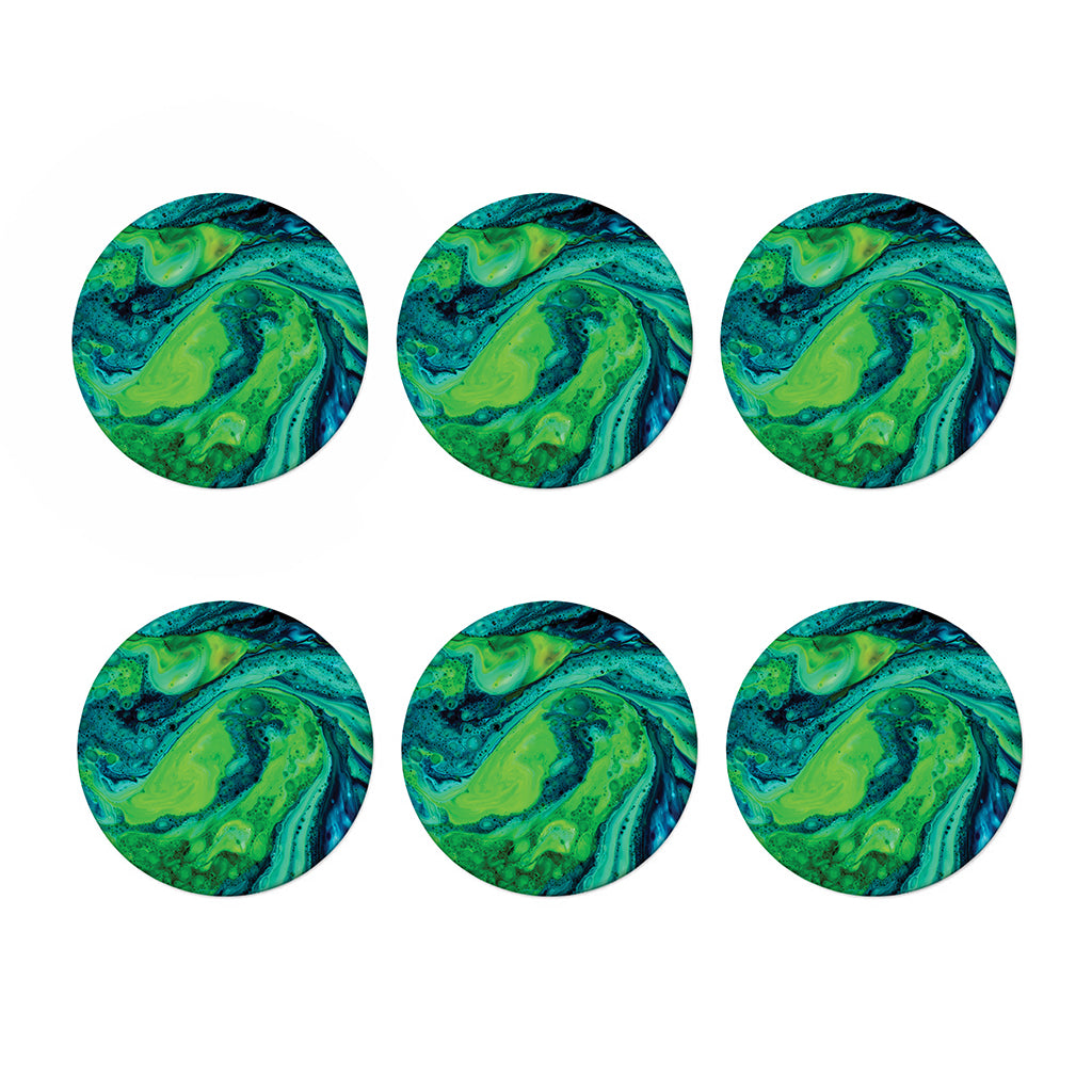 Turquoise And Green Acid Melt Print Coaster Set