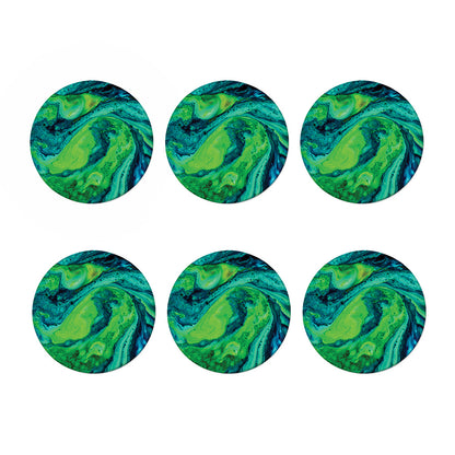 Turquoise And Green Acid Melt Print Coaster Set