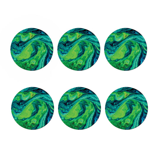 Turquoise And Green Acid Melt Print Coaster Set