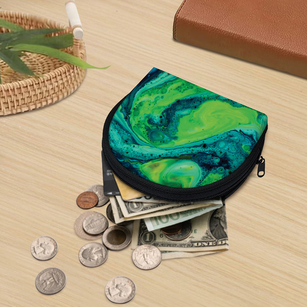 Turquoise And Green Acid Melt Print Coin Purse
