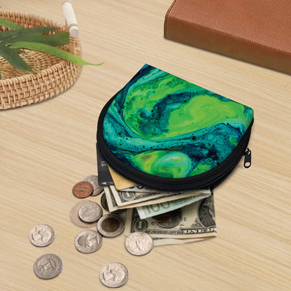 Turquoise And Green Acid Melt Print Coin Purse