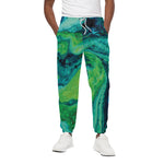 Turquoise And Green Acid Melt Print Cotton Pants