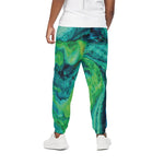 Turquoise And Green Acid Melt Print Cotton Pants