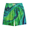 Turquoise And Green Acid Melt Print Cotton Shorts