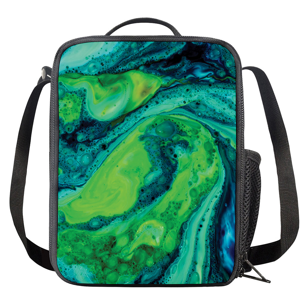 Turquoise And Green Acid Melt Print Crossbody Lunch Bag