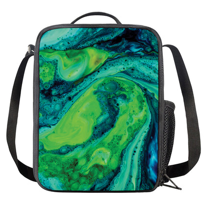 Turquoise And Green Acid Melt Print Crossbody Lunch Bag