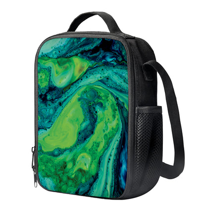 Turquoise And Green Acid Melt Print Crossbody Lunch Bag