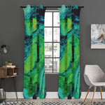 Turquoise And Green Acid Melt Print Curtain