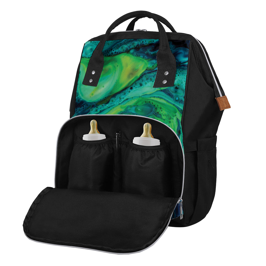 Turquoise And Green Acid Melt Print Diaper Bag