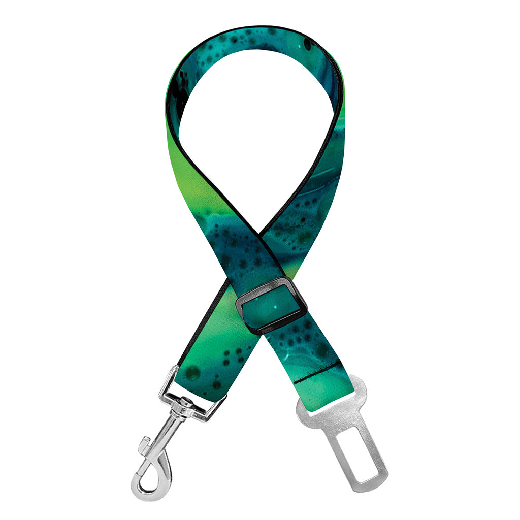 Turquoise And Green Acid Melt Print Dog Seat Belt