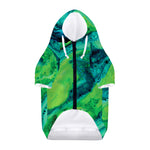 Turquoise And Green Acid Melt Print Dog Zip Up Hoodie